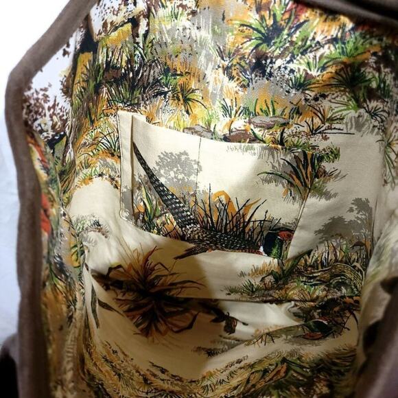 Handmade Tapestry Patchwork Tote Bag Substantial Tan Brown Book Teacher - Picture 4 of 4